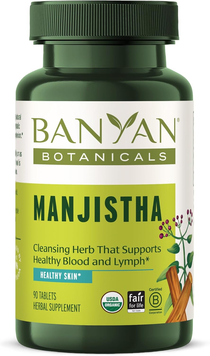 Organic Manjistha Tablets for Natural Blood Cleanse & Lymphatic System Support - 90 Tablets - Non-GMO Vegan Supplement