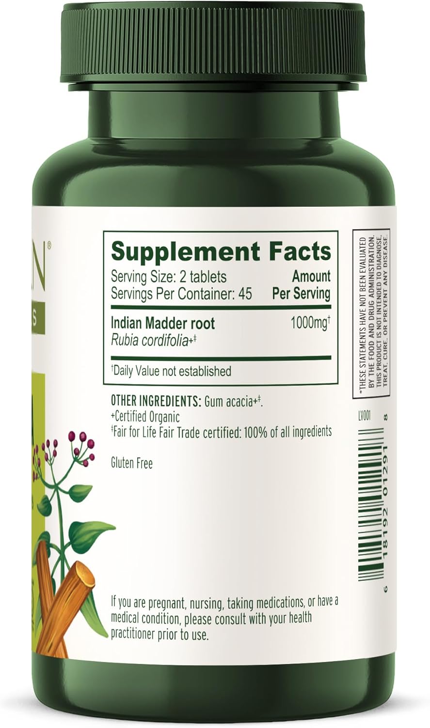 Organic Manjistha Tablets for Natural Blood Cleanse & Lymphatic System Support - 90 Tablets - Non-GMO Vegan Supplement