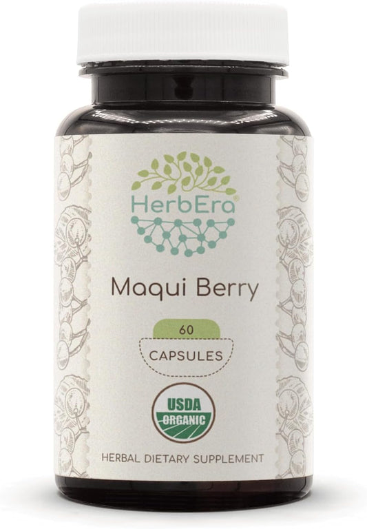 Organic Maqui Berry Herbal Supplement - 60 Capsules | USDA Certified, Vegetarian Capsules | Aristotelia chilensis Berry