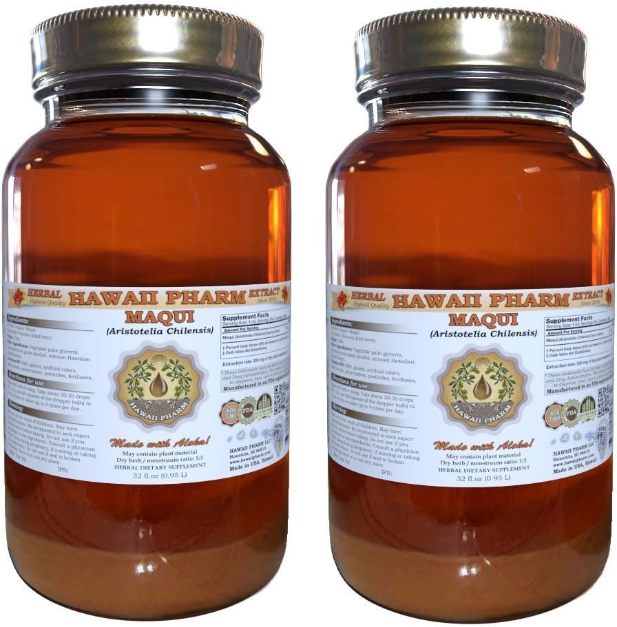 Organic Maqui Liquid Extract Supplement - 64 oz, Unfiltered Tincture from Hawaii Pharm