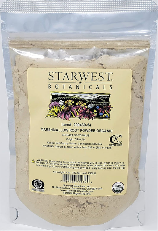 Organic Marshmallow Root Powder - Althaea Officinalis, 4 oz by Starwest Botanicals