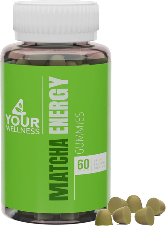 Organic Matcha Green Tea Energy Gummies with Vitamin B12, B3, and CoQ10 - Vegan, Gluten-Free, Non-GMO, Kosher - Natural Energy Boost (60 Count) - BoostGo Australia