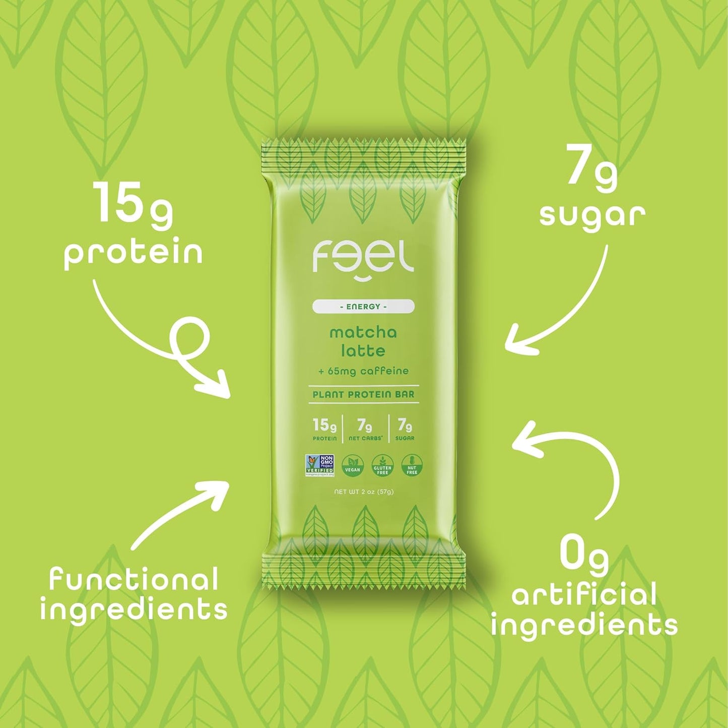 Organic Matcha Latte Vegan Protein Bars - Keto, Gluten Free, Dairy Free, Non GMO - 10 Pack