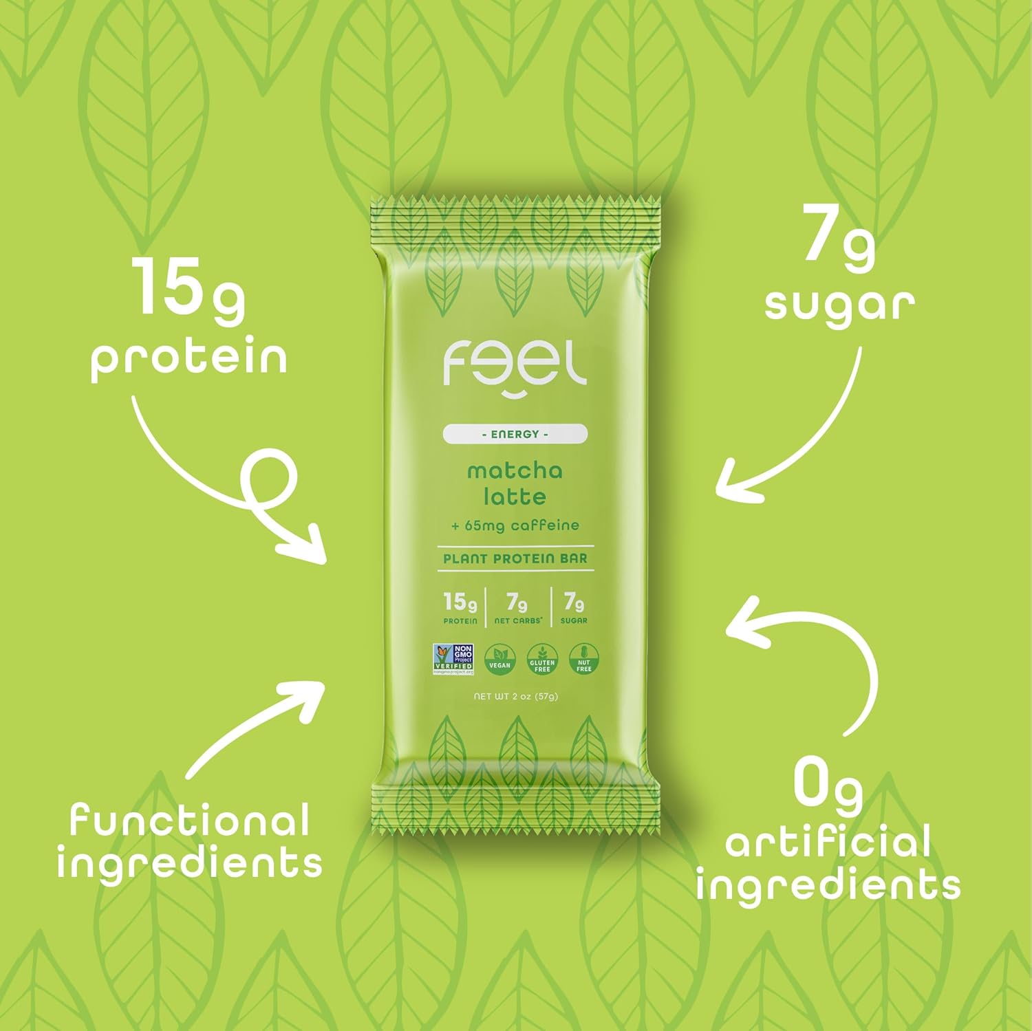 Organic Matcha Latte Vegan Protein Bars - Keto, Gluten Free, Dairy Free, Non GMO - 10 Pack