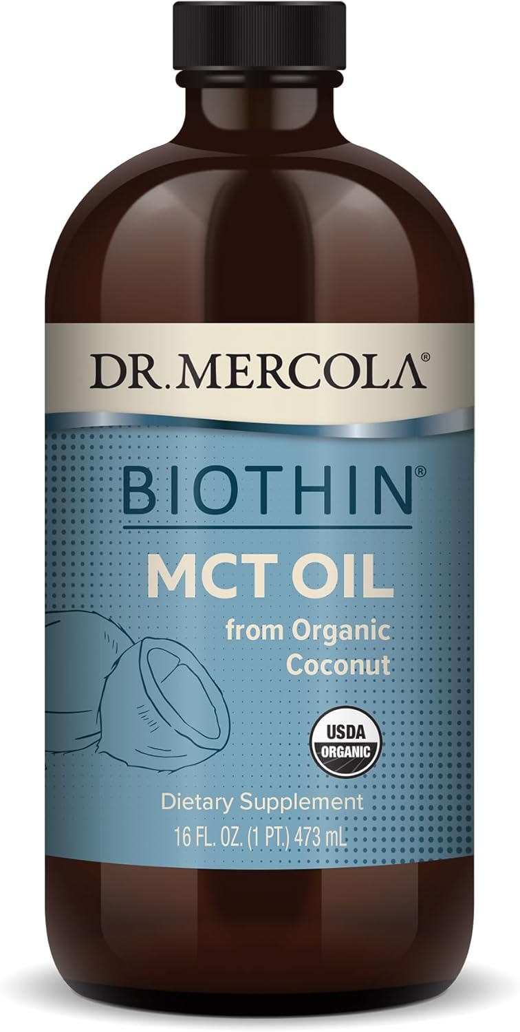 Organic MCT Oil by Dr. Mercola - Non GMO, Gluten Free, Soy Free, USDA Organic - 31 Servings (16 Fl. Oz.)