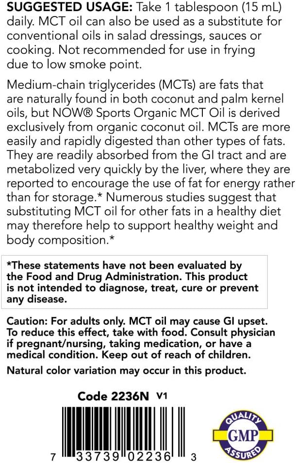 Organic MCT Oil by NOW Foods - 32-Ounce Bottle for Sports Nutrition
