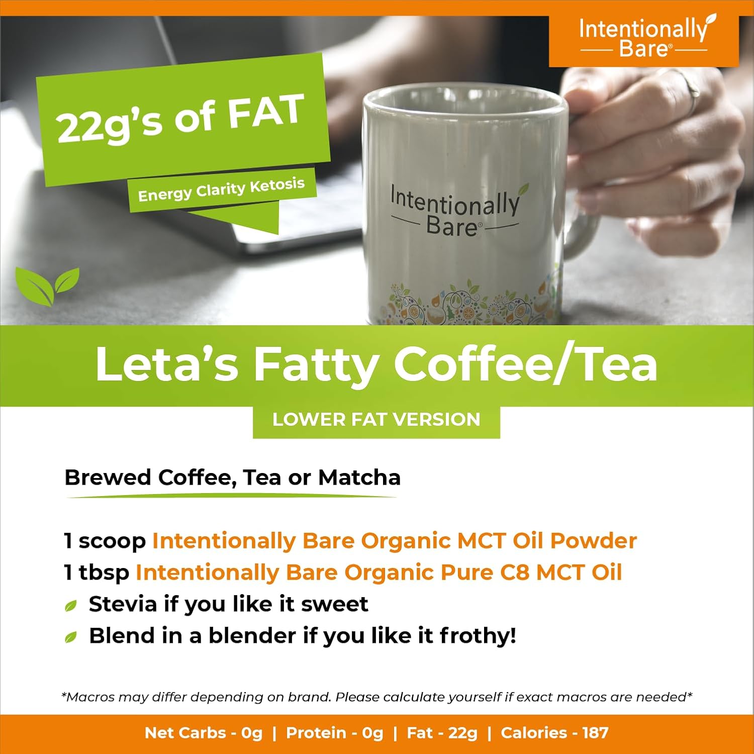 Organic MCT Oil Powder - Zero Net Carbs, No Grit, Vegan Creamer for Coffee & Smoothies - 70% C8 & 30% C10 - Unflavored