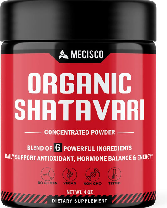 Organic Mecisco 6in1 Shatavari Powder Blend for Rejuvenation, Energy, and Vitality - 4 Oz