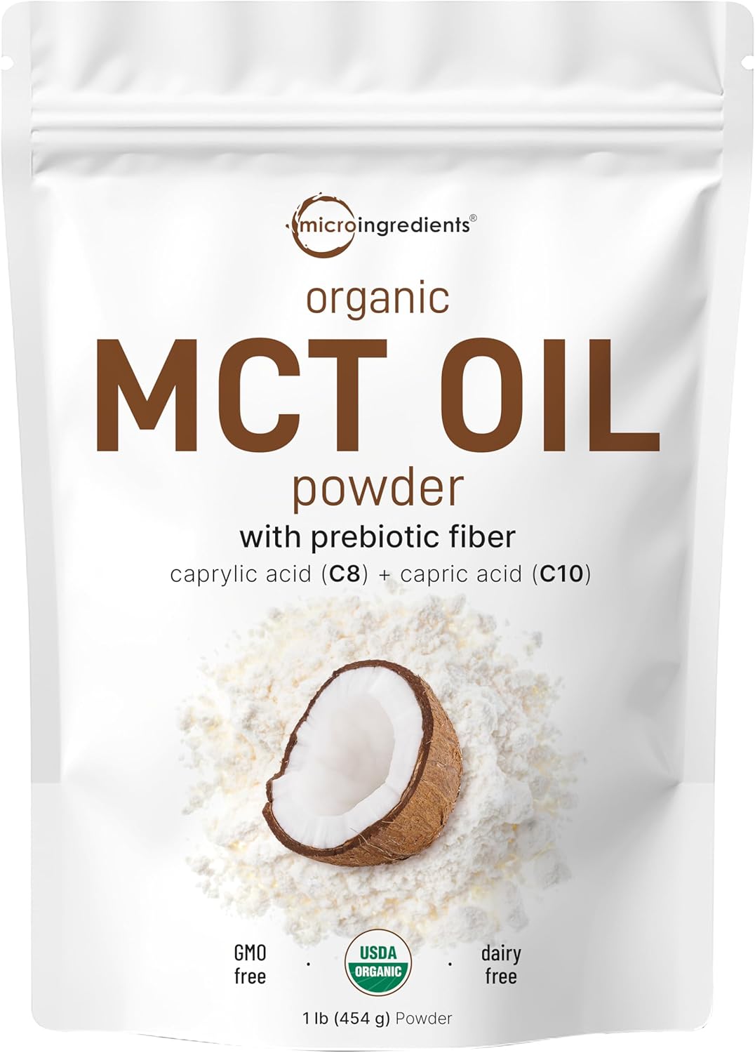 Organic Mega Mushroom Powder & MCT Oil Powder Bundle | 10oz & 1lb Pack | 10 in 1 Mushroom Complex with C8 MCT Oil