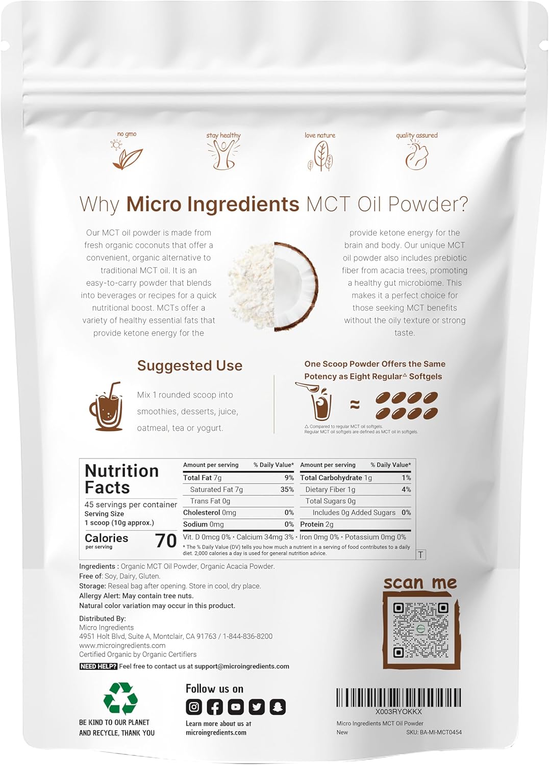 Organic Mega Mushroom Powder & MCT Oil Powder Bundle | 10oz & 1lb Pack | 10 in 1 Mushroom Complex with C8 MCT Oil