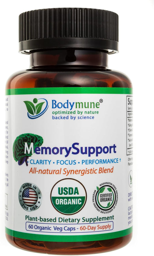 Organic Memory Support Supplement with Ginkgo Biloba and Ashwagandha for Mental Fatigue