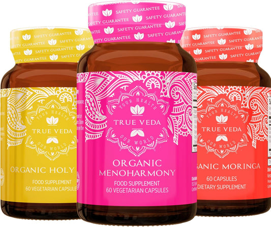 Organic Menopause Bundle for Women | USDA Certified | Moringa & Holy Basil with Vitamin B6 | MenoHarmony Capsules | Multi-Award-Winning