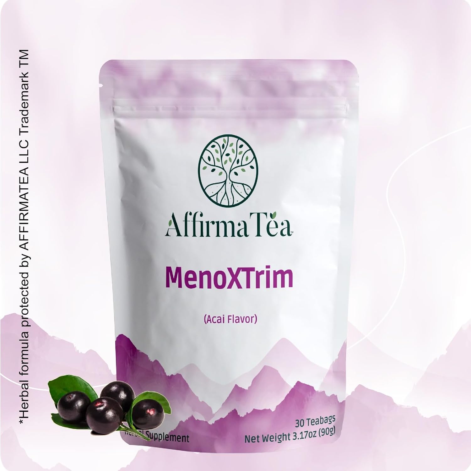 Organic Menopause Relief Tea for Hormone Balance, Bloating, and Hot Flashes - Yerba Mate, Dandelion, Nettle Leaf, Lemon Balm, Turmeric, and Ginger - Natural Açai Flavor