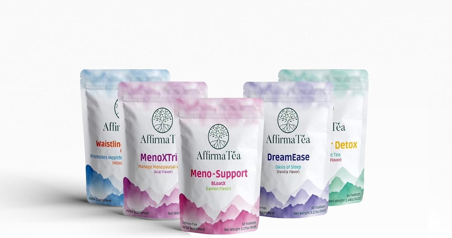 Organic Menopause Relief Tea for Meno-Support: Balances Hot Flashes, Hormones, Mood Swings, Night Sweats, & Bloating with Black Cohosh, Red Clover & Dong Quai - Natural Apple-Cinnamon Flavor