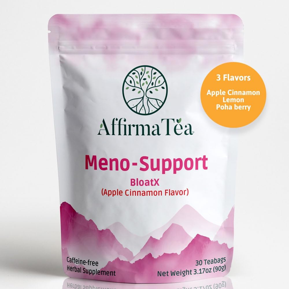 Organic Menopause Relief Tea for Meno-Support: Balances Hot Flashes, Hormones, Mood Swings, Night Sweats, & Bloating with Black Cohosh, Red Clover & Dong Quai - Natural Apple-Cinnamon Flavor