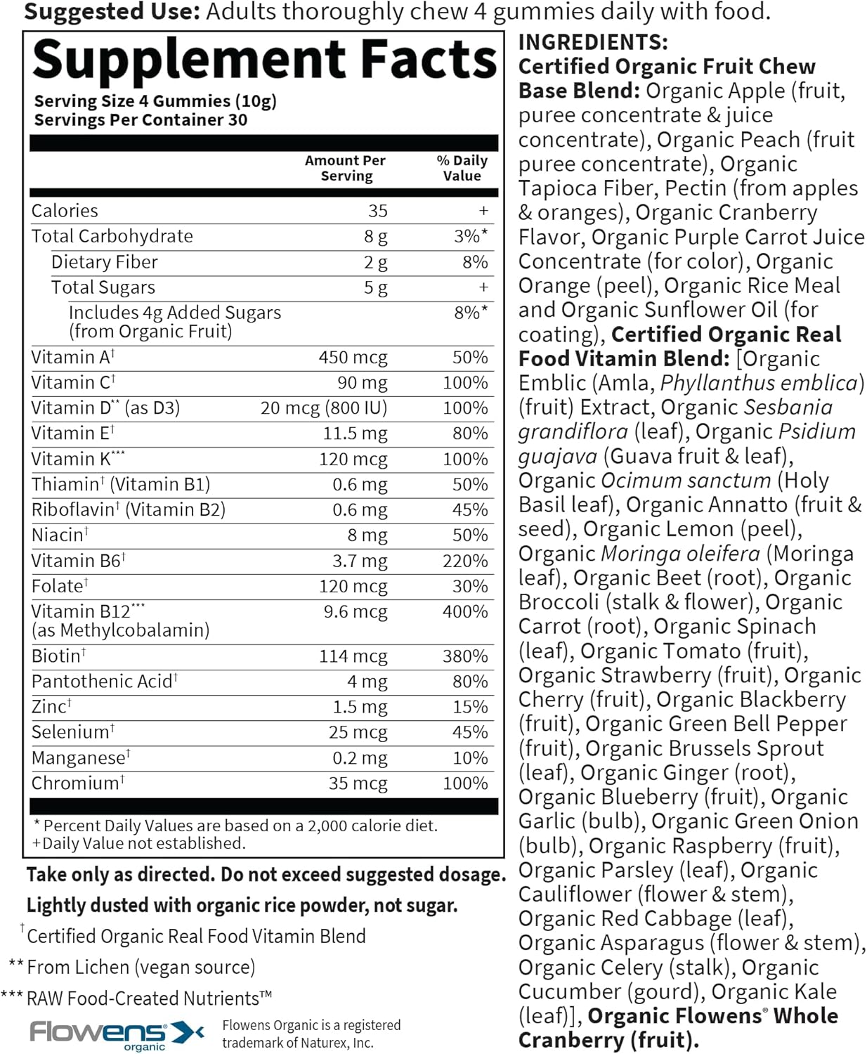 Organic Men's Multi 40+ Whole Food Vitamin Chews - Berry Flavor (240 Vegan Gummies) - 2 Pack