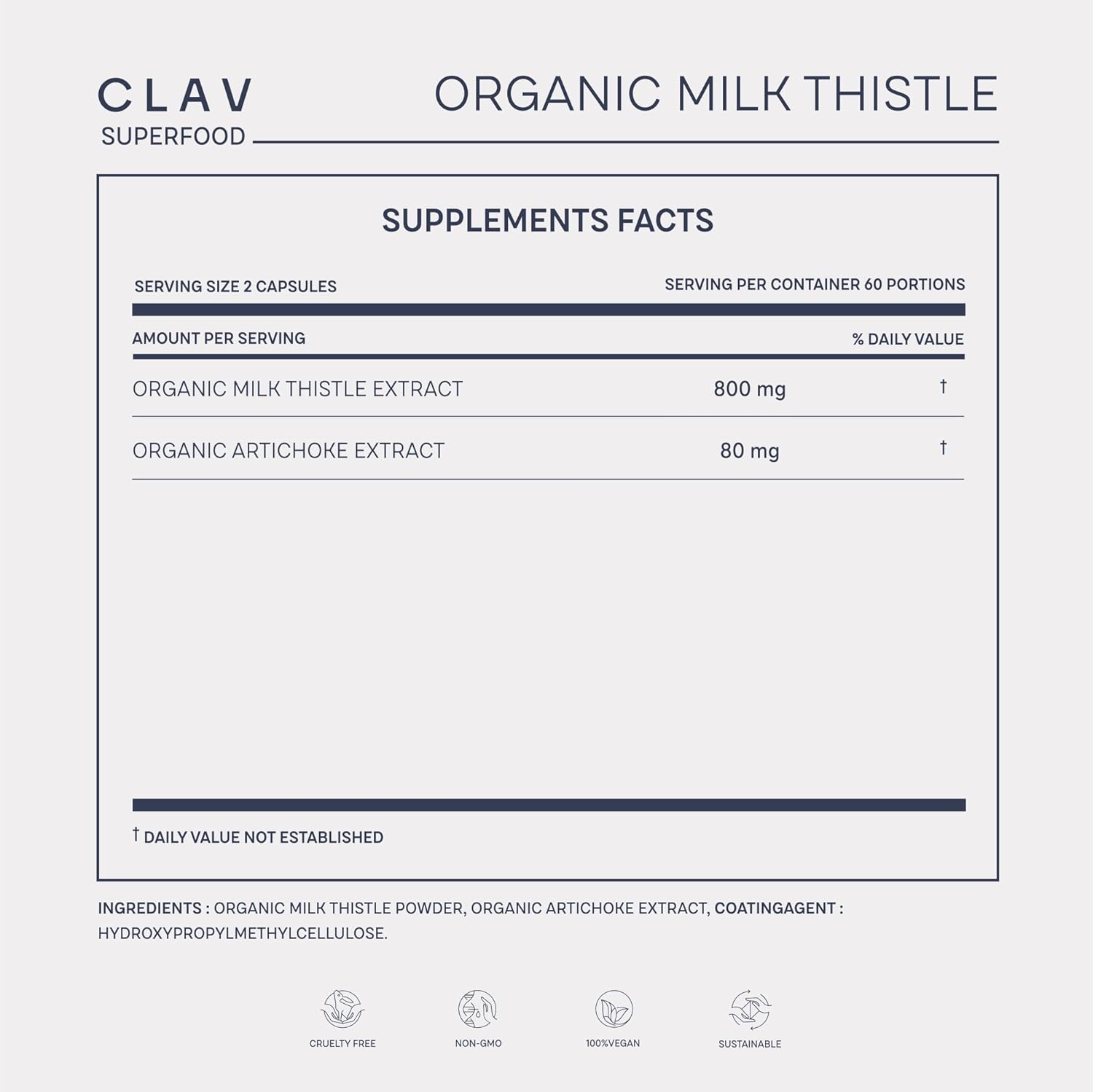 Organic Milk Thistle & Artichoke Extract Complex Capsules for Liver Support & Detox - 120 ct - Vegan - Made in Germany