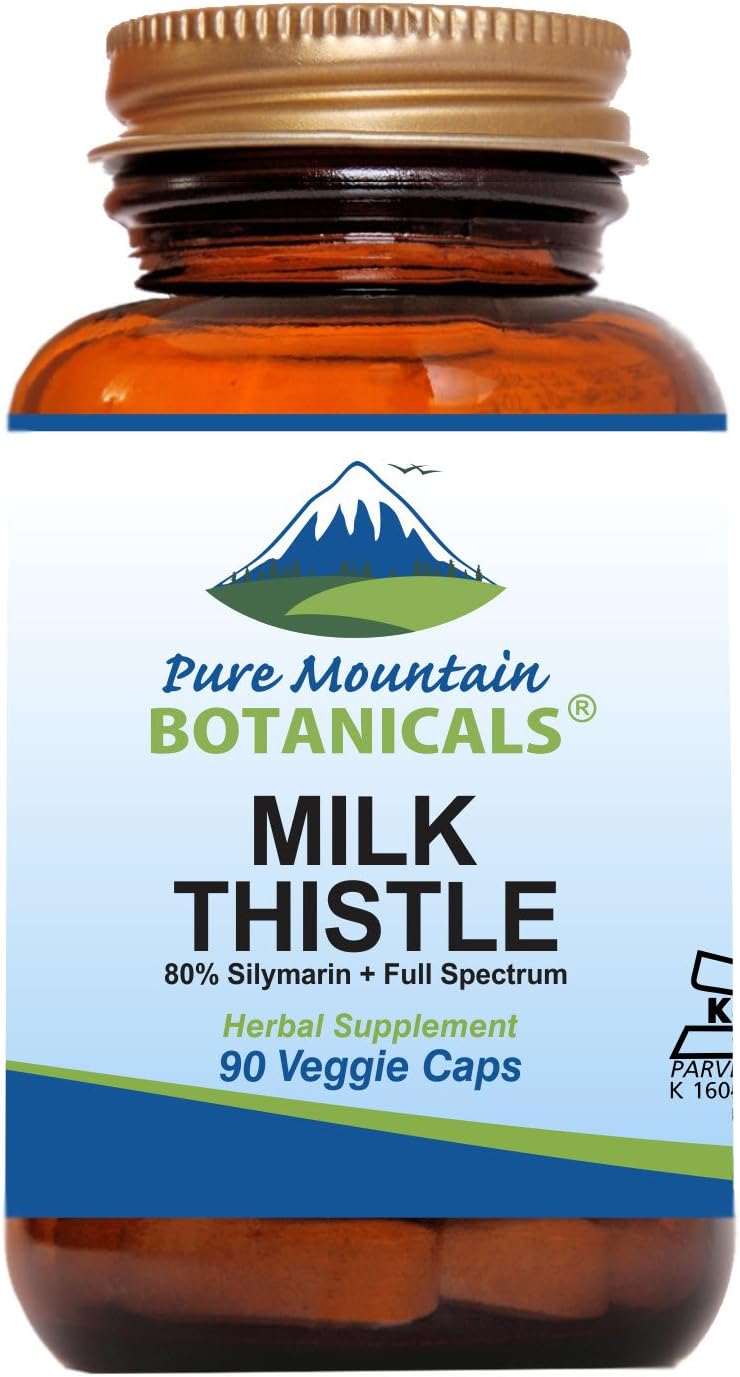Organic Milk Thistle Capsules - 90 Vegan Caps with Silymarin Extract for Liver Support