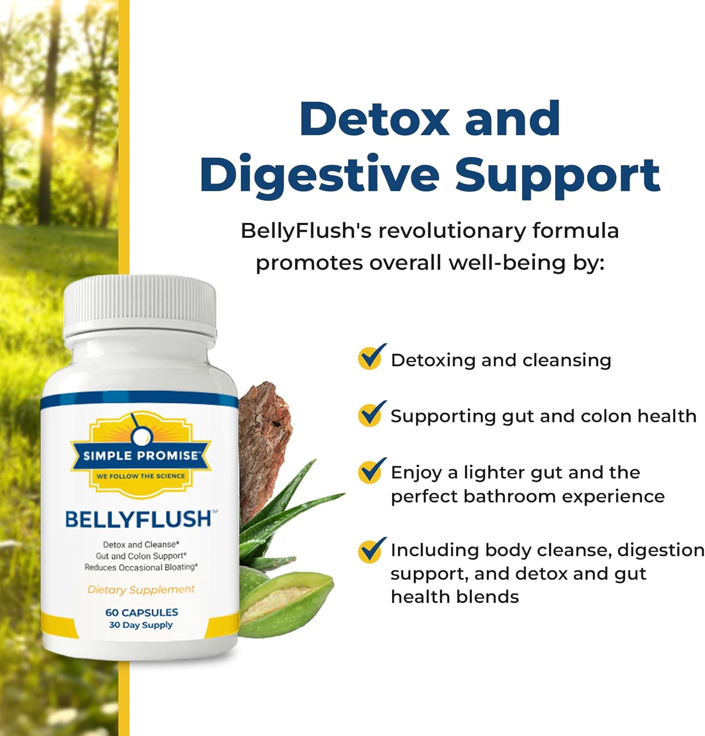 Organic Milk Thistle Detox Cleanse Capsules with Bentonite Clay - Promotes Digestive Health and Full Body Detox - Simple Promise BellyFlush Supplement