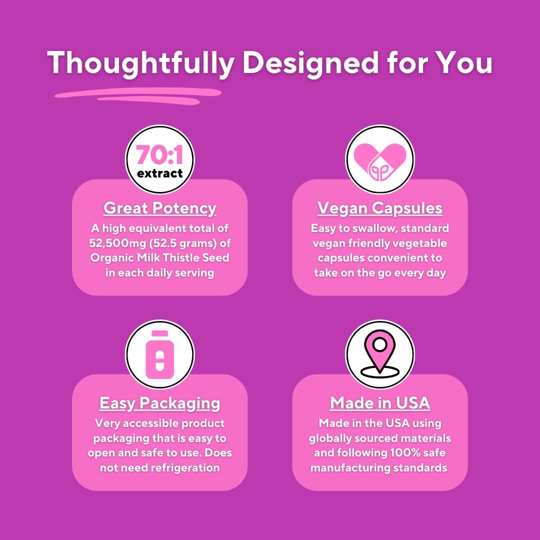 Organic Milk Thistle Extract 52,500mg - 80% Silymarin Liver Health Support - 180 Veggie Capsules - Non-GMO, Gluten-Free Antioxidant Supplement