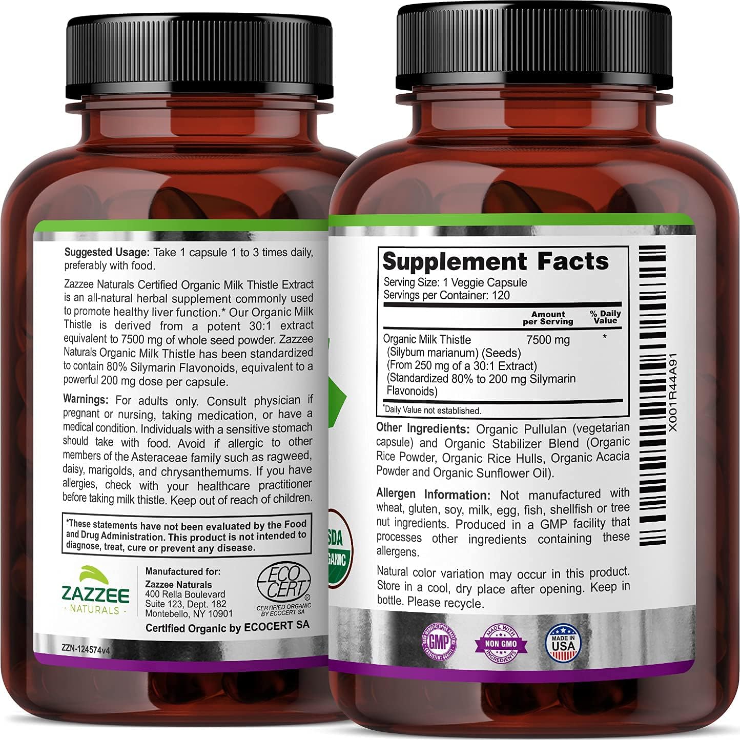 Organic Milk Thistle Extract Capsules with 8-in-1 Immune Support Formula