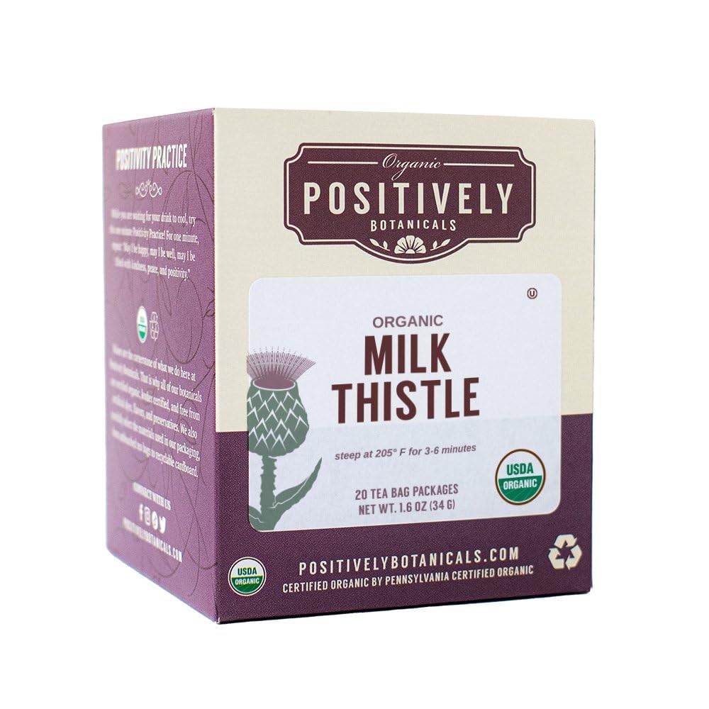 Organic Milk Thistle Herbal Tea Bags - 20 Count by Positively Botanicals Company