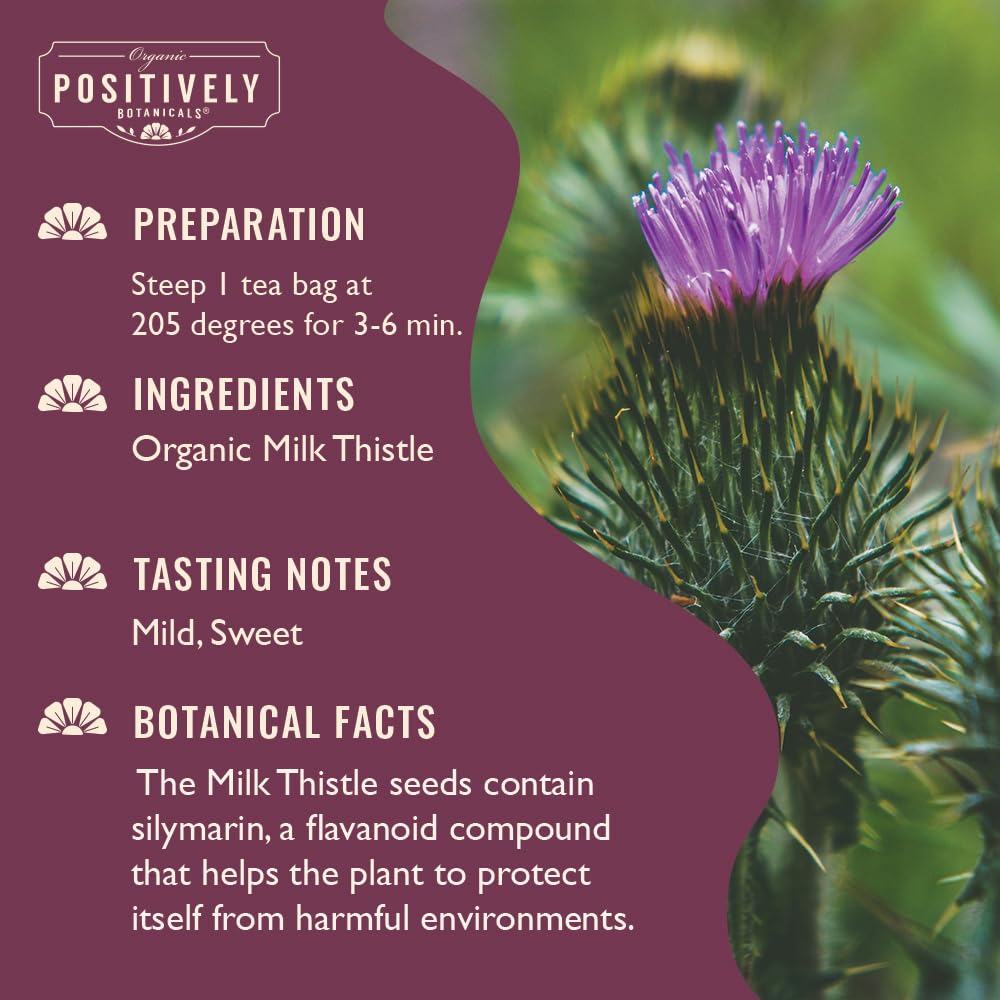 Organic Milk Thistle Herbal Tea Bags - 20 Count by Positively Botanicals Company