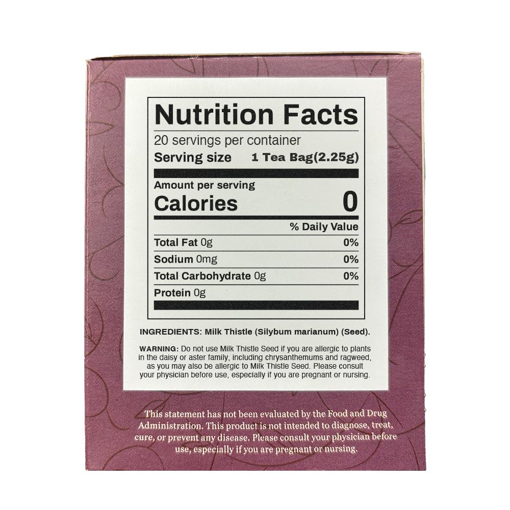 Organic Milk Thistle Herbal Tea Bags - 20 Count by Positively Botanicals Company