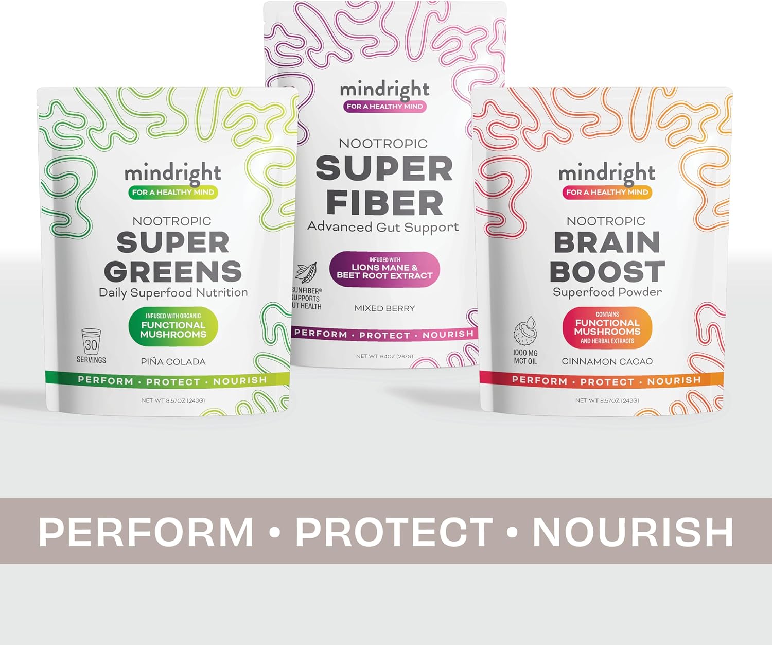 Organic Mindright Super Greens Powder for Daily Wellness & Mental Clarity - Alkalizing Superfood Greens Blend - 30 Day Supply