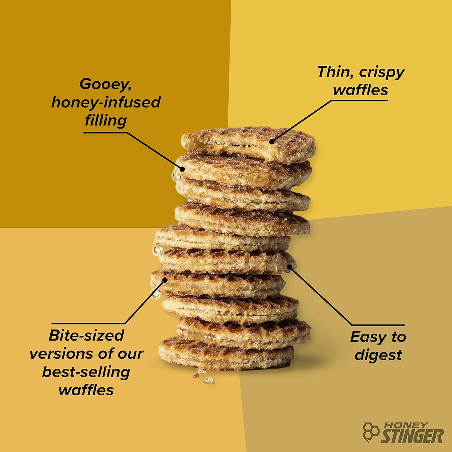 Organic Mini Honey Waffles for Energy & Performance | Sports Nutrition for Exercise | Pre & Post Workout Fuel | 5 Bags, 26.5 oz
