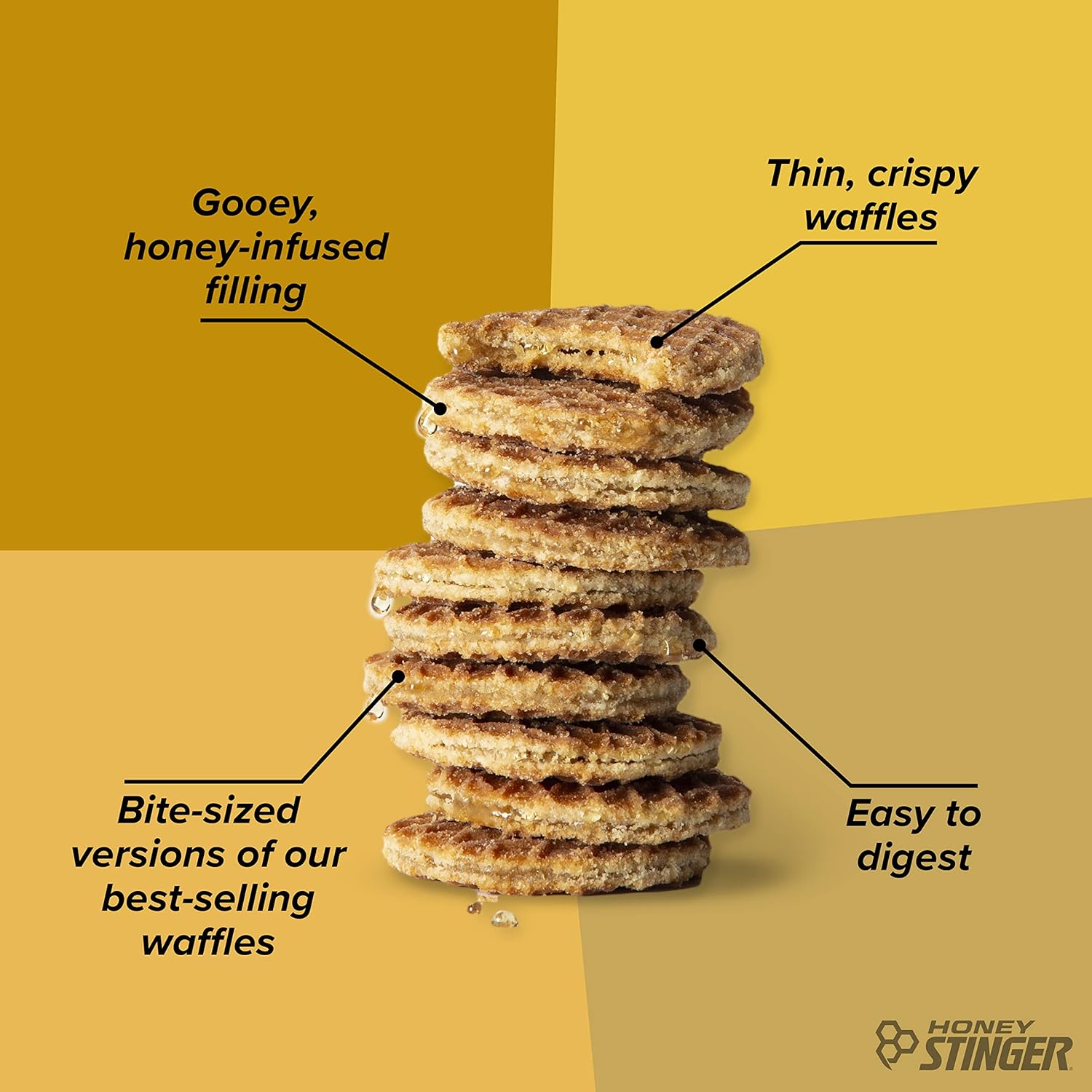 Organic Mini Honey Waffles for Energy & Performance | Sports Nutrition for Exercise | Pre & Post Workout Fuel | 5 Bags, 26.5 oz