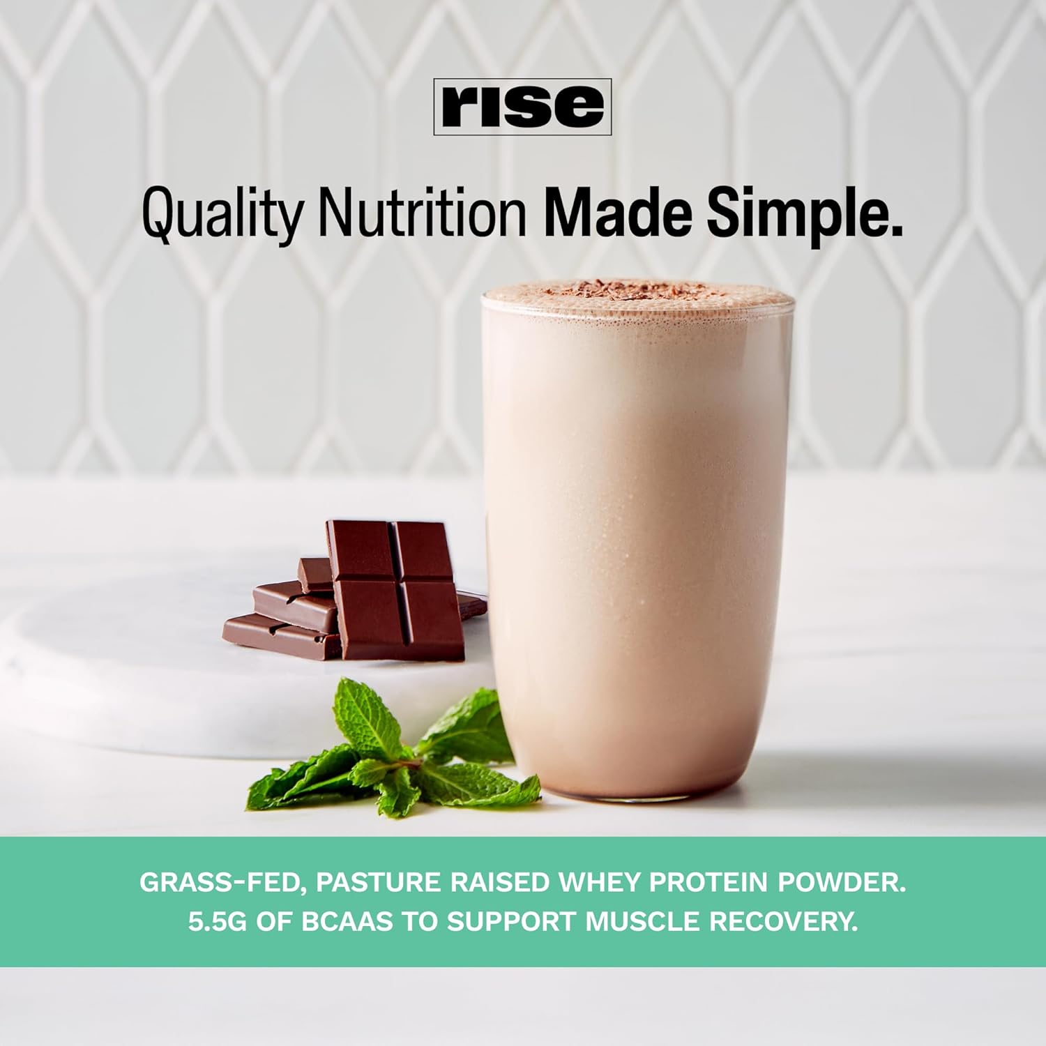 Organic Mint Chocolate Grass-Fed Whey Protein Powder - 25g Protein, No Artificial Ingredients - Sugar-Free, Gluten-Free, Soy-Free - 2.4 lbs