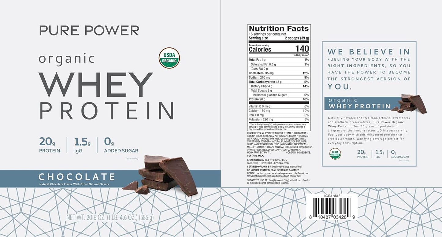 Organic Miracle Whey Chocolate Protein Powder by Dr. Mercola - 13.5 oz - USDA Certified Organic - Non-GMO, Soy-Free, Gluten-Free
