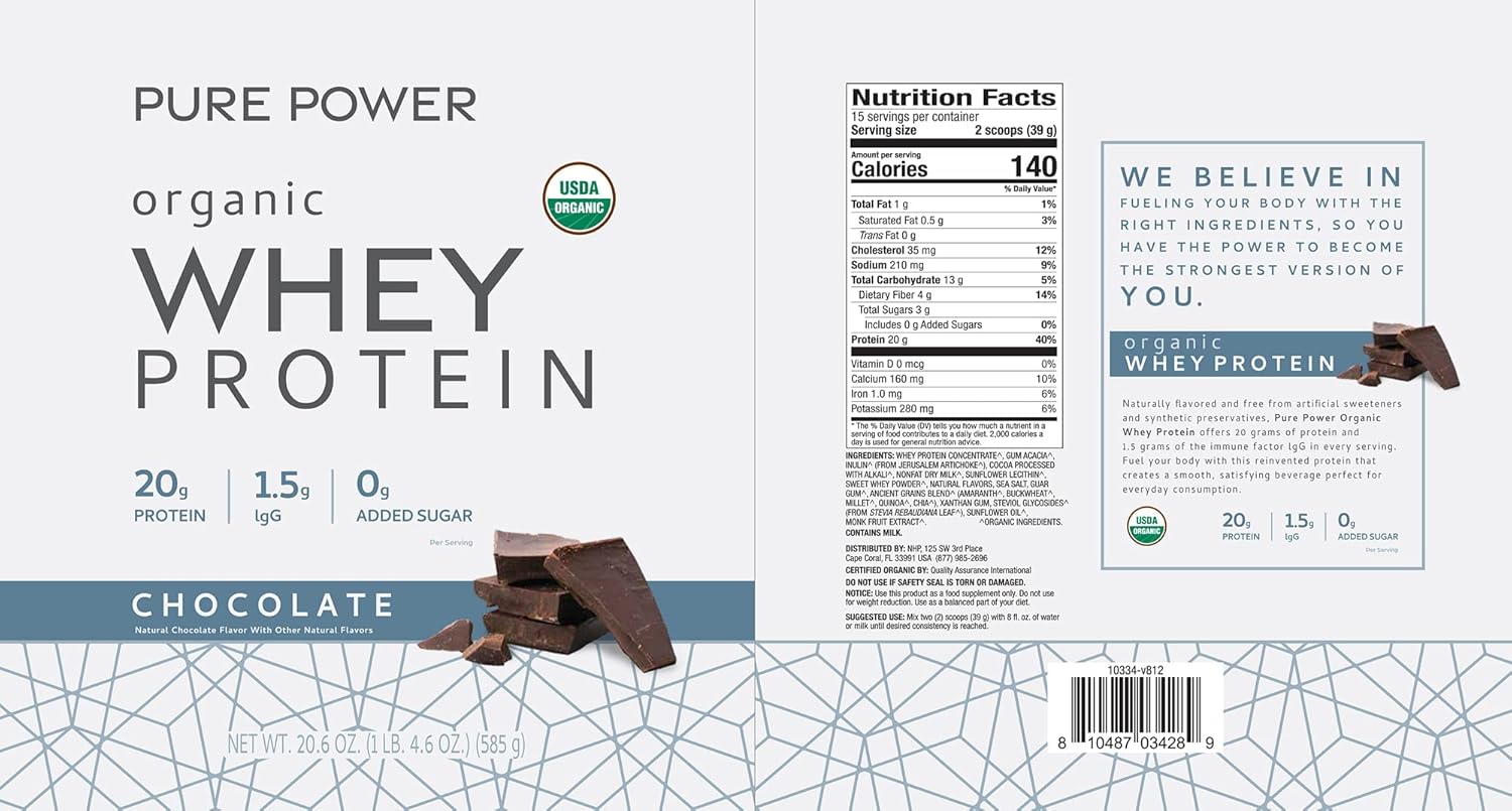 Organic Miracle Whey Chocolate Protein Powder by Dr. Mercola - 13.5 oz - USDA Certified Organic - Non-GMO, Soy-Free, Gluten-Free