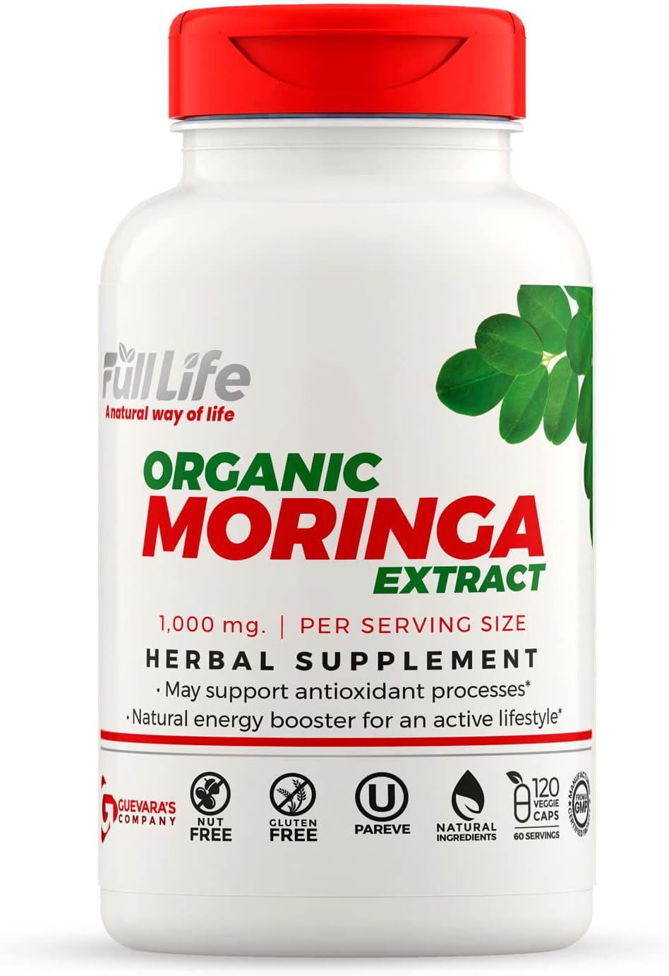 Organic Moringa and Echinacea Capsules - Herbal Energy Supplement for Men and Women - Gluten-Free Veggie Pills - Kosher Friendly