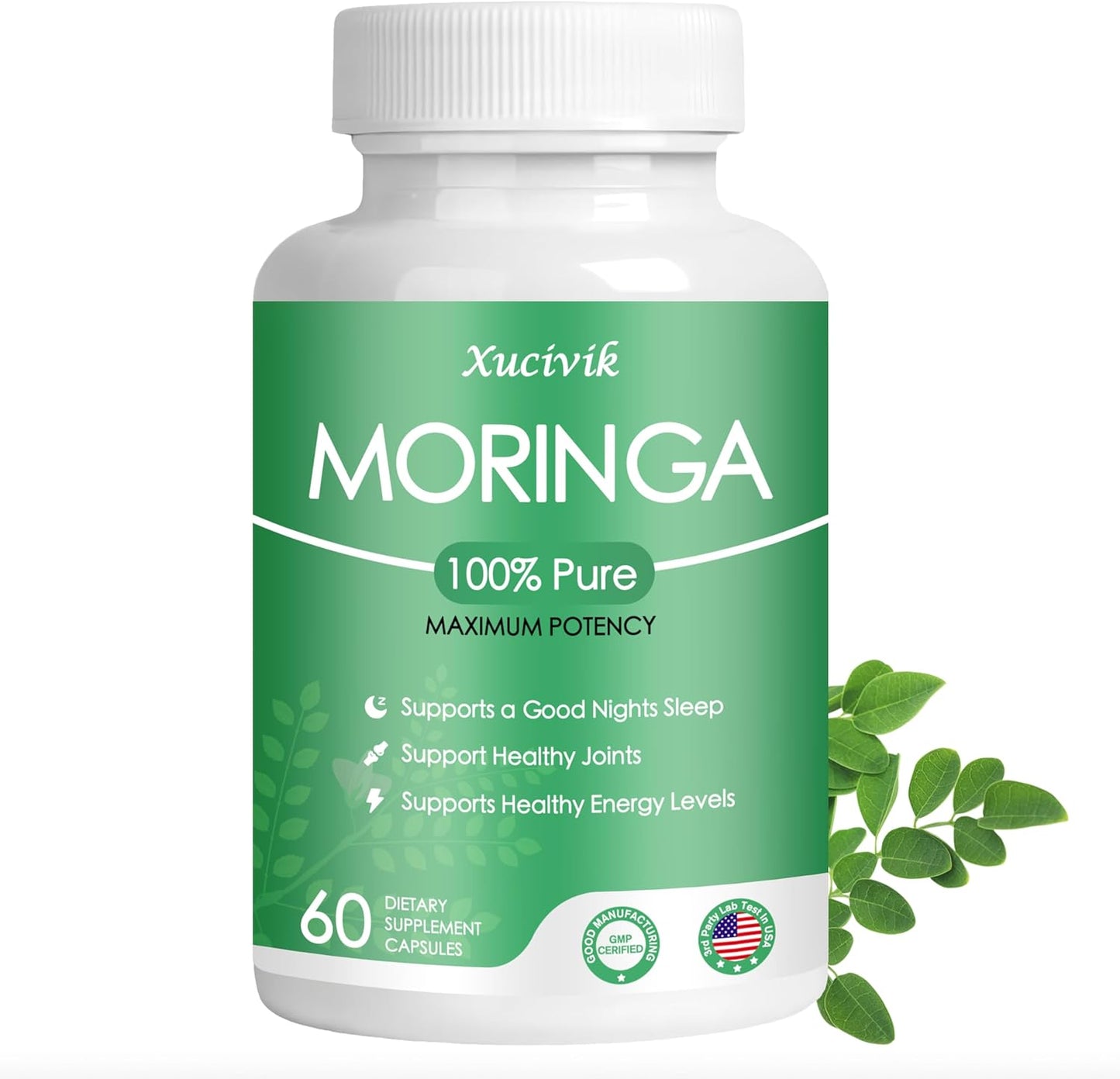 Organic Moringa Capsules - 800mg Pure Powder for Energy, Gut Health & Immune Support