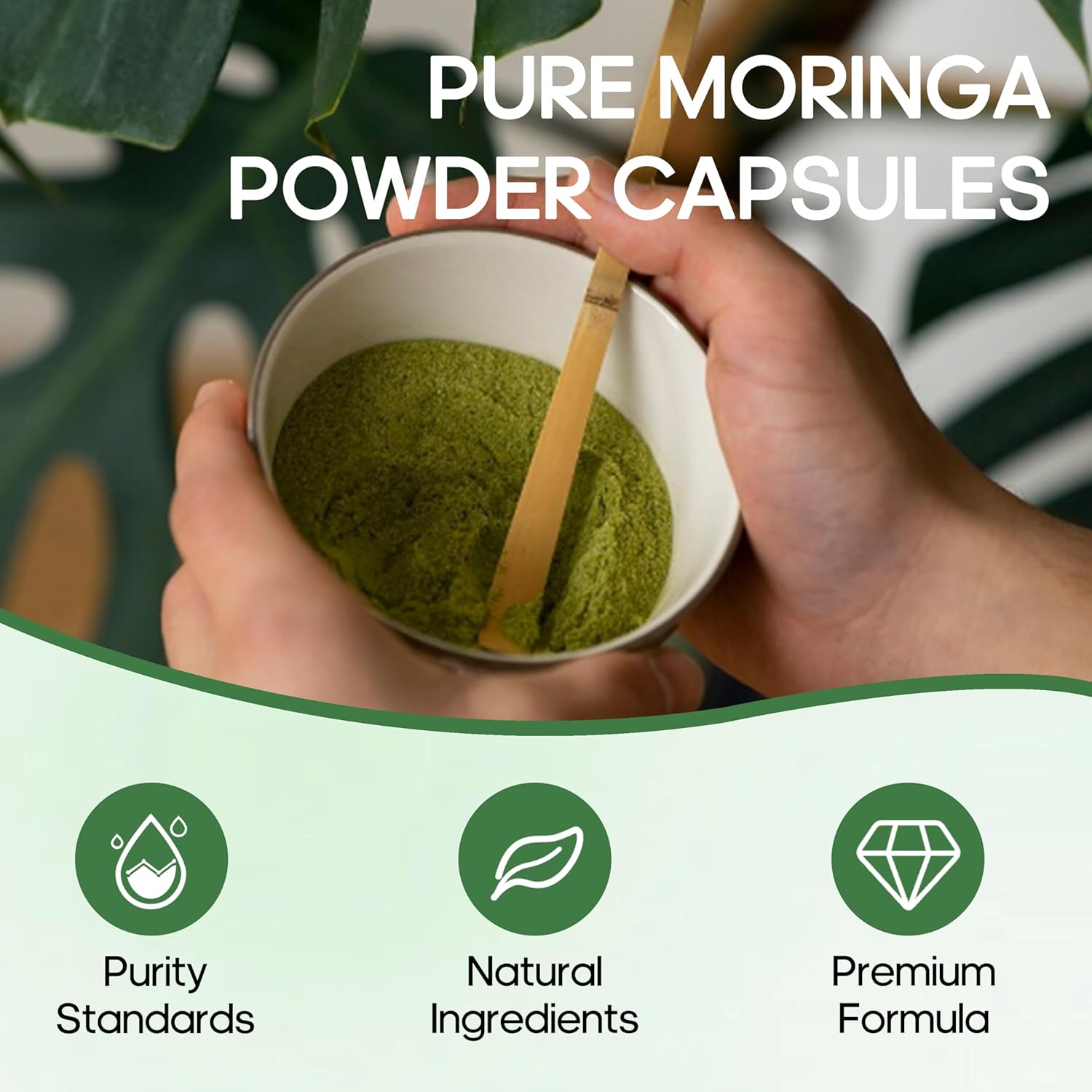 Organic Moringa Capsules - 800mg Pure Powder for Energy, Gut Health & Immune Support