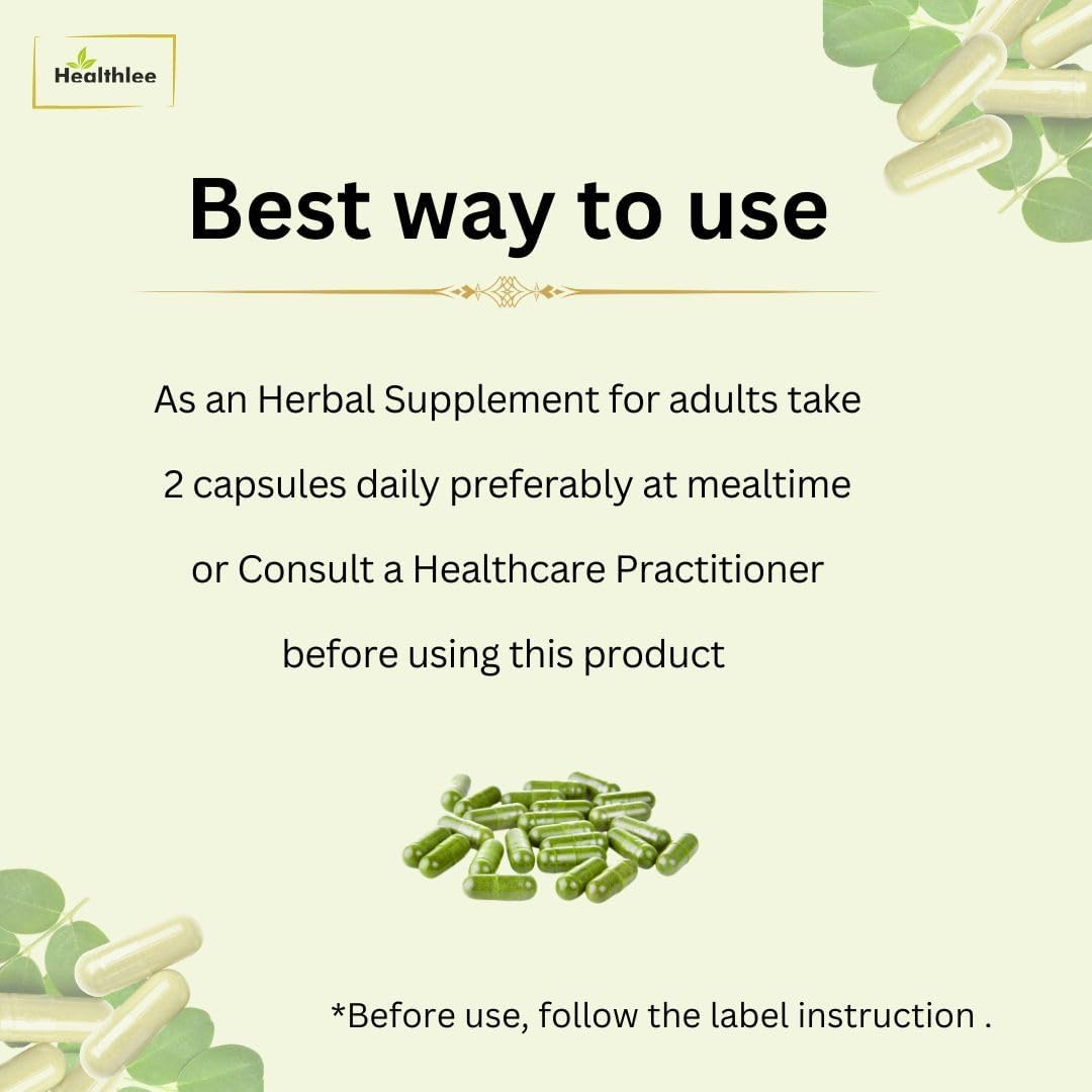 Organic Moringa Capsules 1000 mg | Pure Moringa Oleifera Leaf Powder Supplement | Single Origin, 100% Pure Moringa Powder