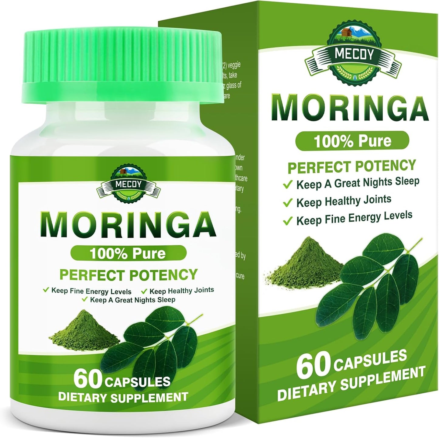 Organic Moringa Capsules 800mg - Immune & Digestive Support, Joint Health, Energy Boost - 60 Count