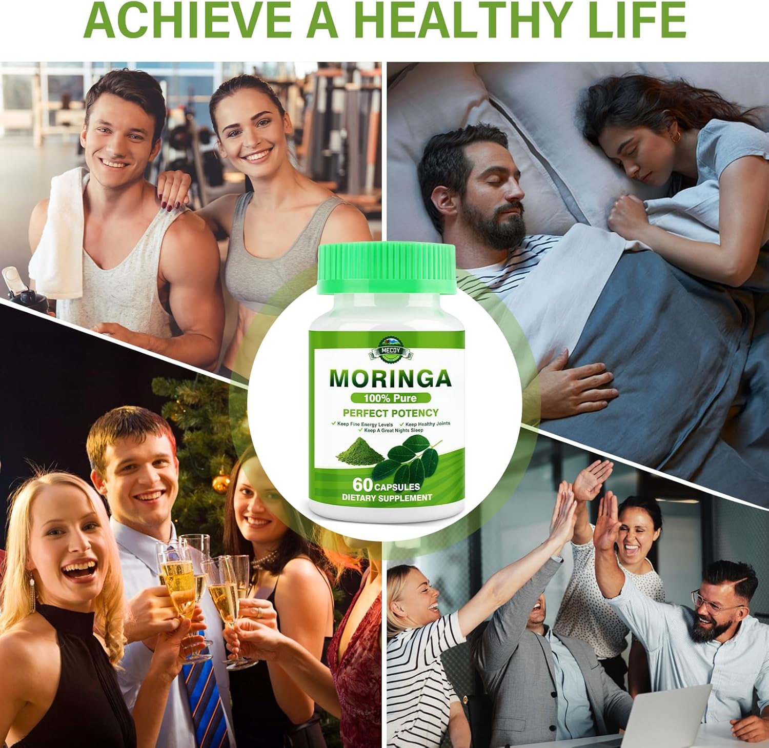 Organic Moringa Capsules 800mg - Immune & Digestive Support, Joint Health, Energy Boost - 60 Count