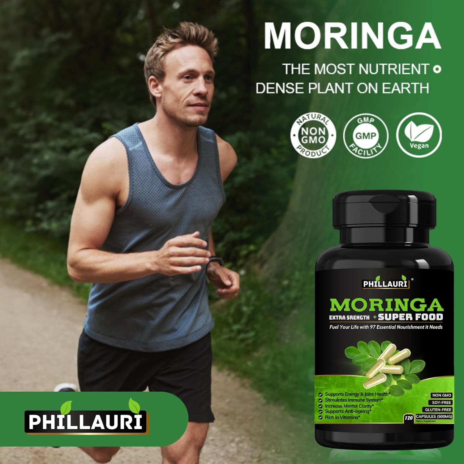 Organic Moringa Leaf Capsules | Pure Himalayan Supplement | 240 Count (2 Pack)
