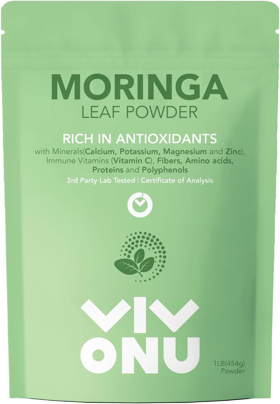 Organic Moringa Oleifera Leaf Powder - Non-GMO Superfood for Smoothies, Drinks, Tea, Recipes - Vegan - High Quality