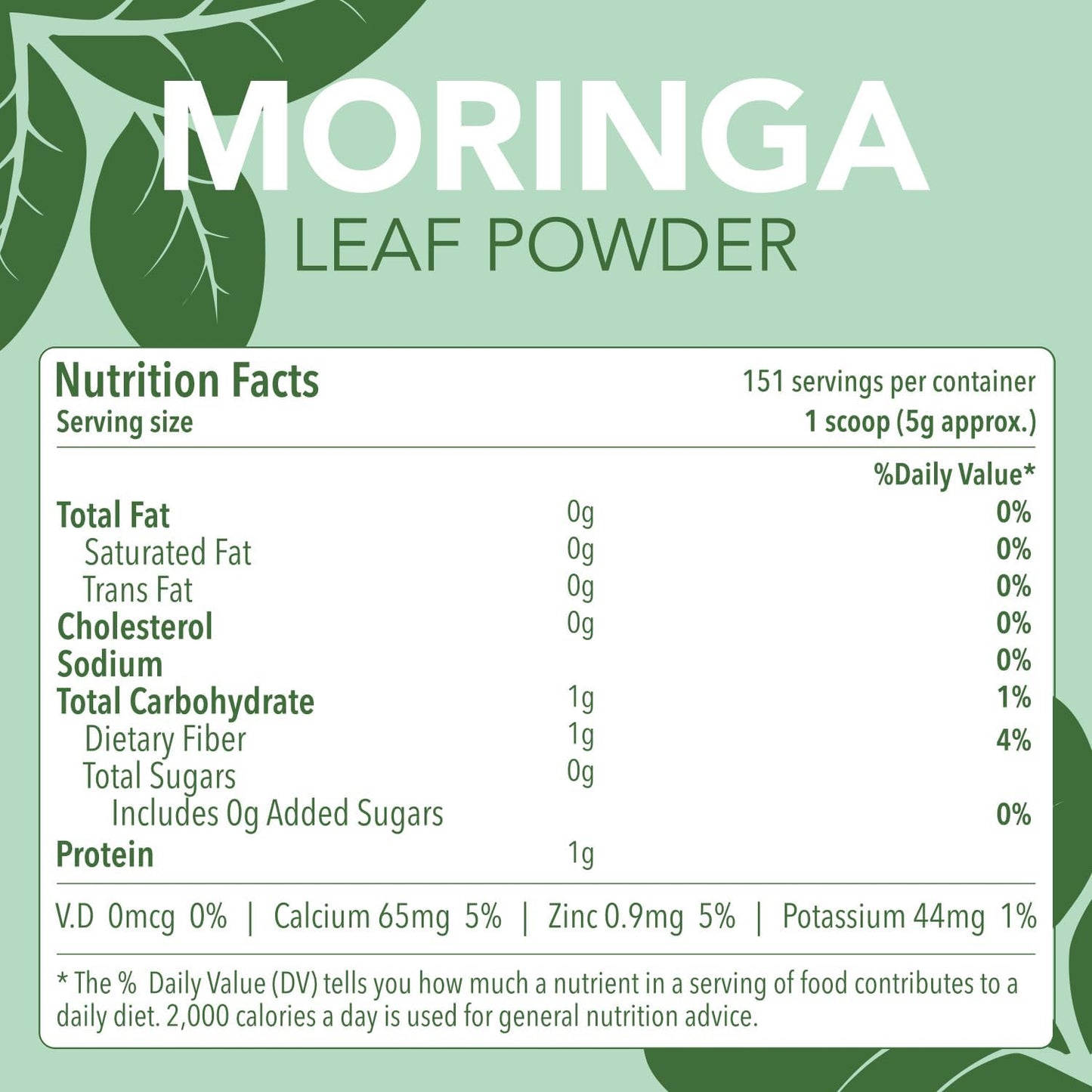 Organic Moringa Oleifera Leaf Powder - Non-GMO Superfood for Smoothies, Drinks, Tea, Recipes - Vegan - High Quality