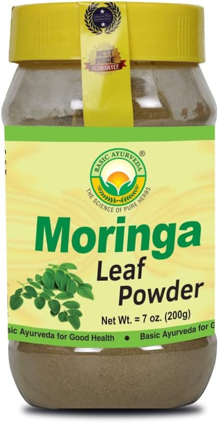 Organic Moringa Powder 7.05 Oz - Natural Source of Vitamin C for Joint Support | Ayurvedic Drumstick Tree Leaves Powder for Tea & Smoothies