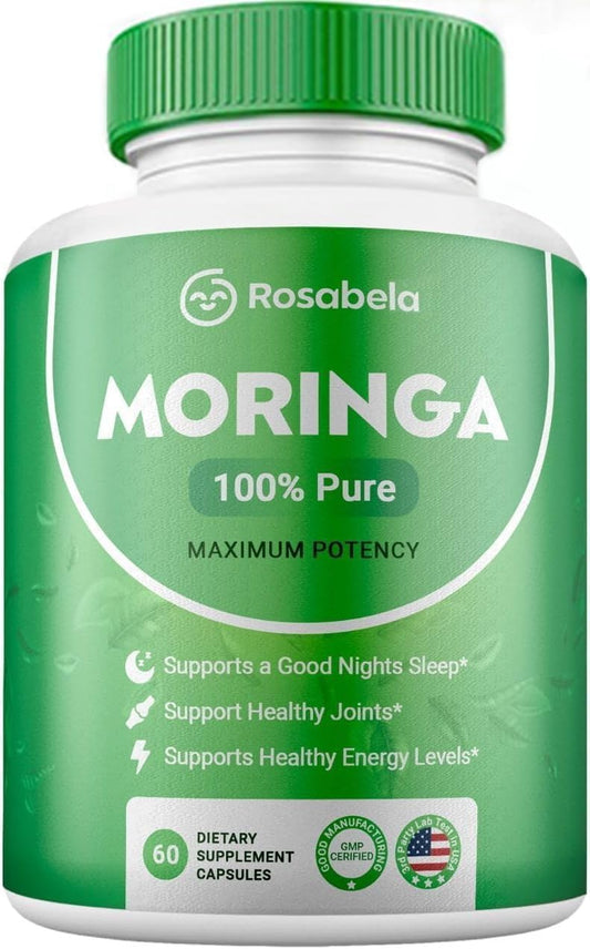 Organic Moringa Powder Capsules for Energy, Skin & Gut Health - Antioxidant Superfood with Essential Vitamins & Amino Acids - Single Pack