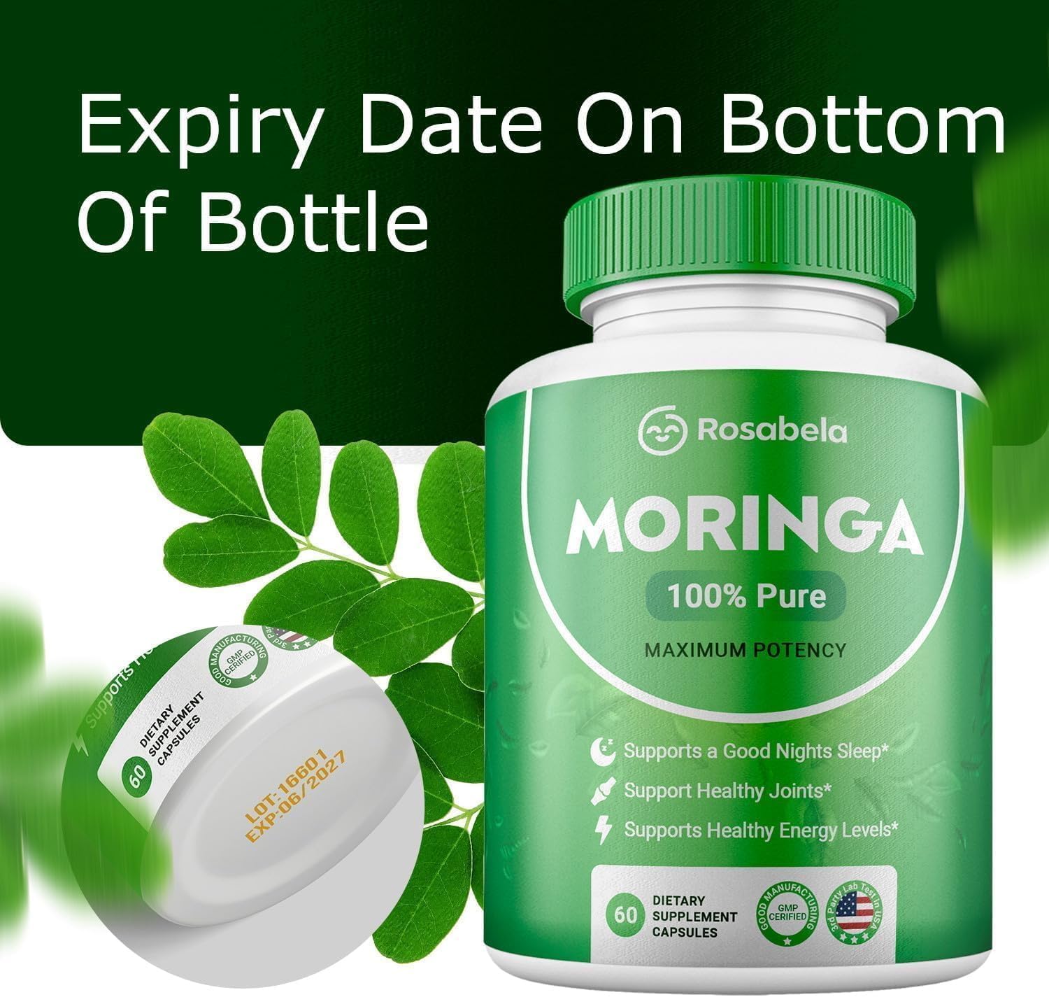 Organic Moringa Powder Capsules for Energy, Skin & Gut Health - Antioxidant Superfood with Essential Vitamins & Amino Acids - Single Pack