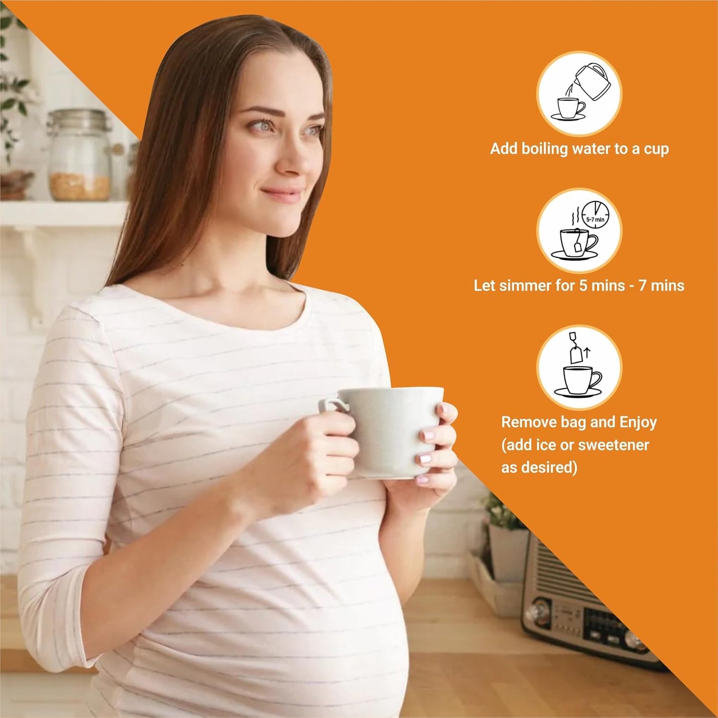 Organic Moringa Tea for Breastfeeding Moms - Boost Milk Supply & Hydration - 16 Bags, 32 Servings