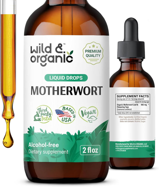 Organic Motherwort Tincture for Women - Mood & Calm Support - Herb Extract Drops - Vegan & Alcohol-Free - 2 fl oz