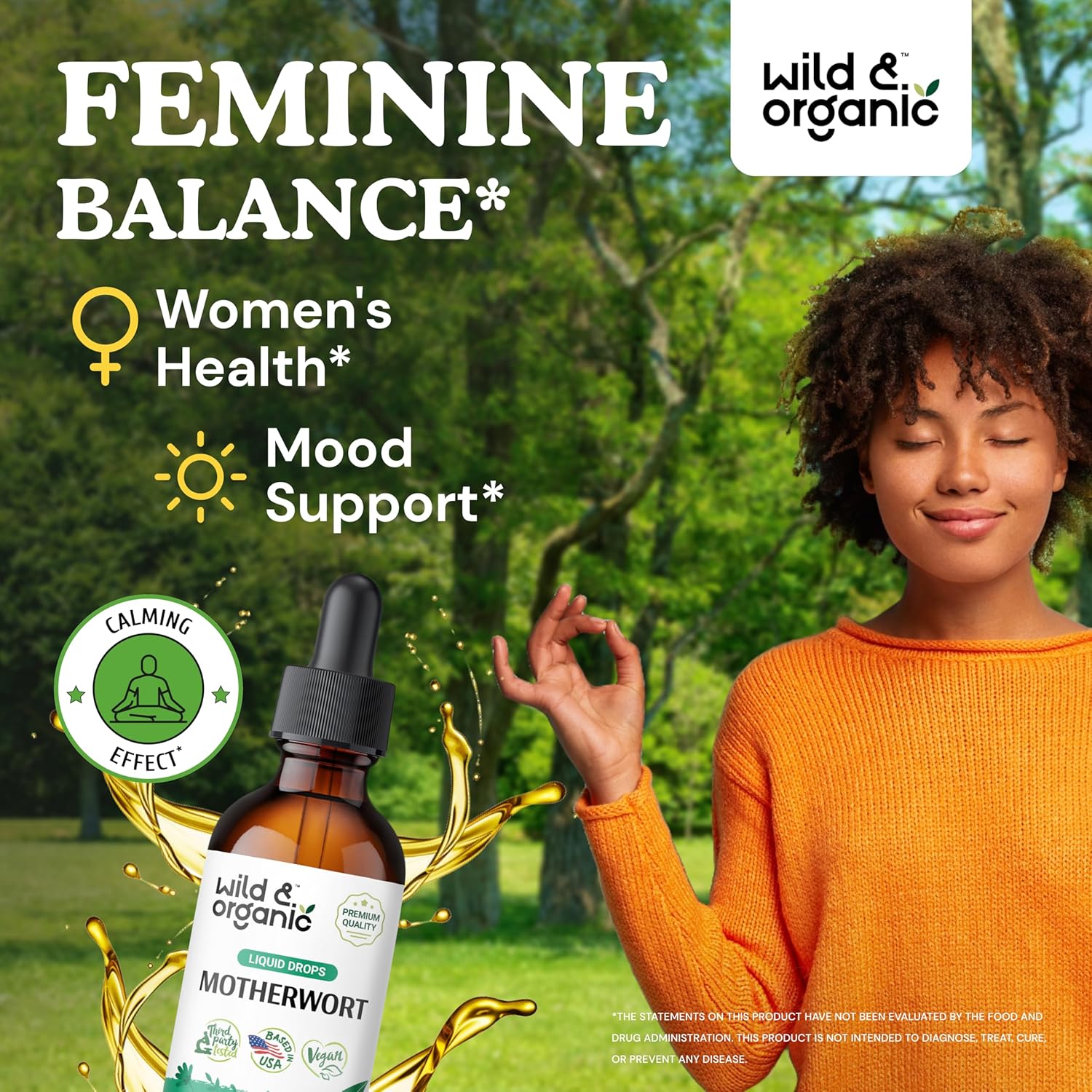 Organic Motherwort Tincture for Women - Mood & Calm Support - Herb Extract Drops - Vegan & Alcohol-Free - 2 fl oz