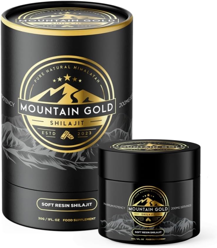 Organic Mountain Gold Shilajit Resin - Pure Himalayan Shilajit Rich in Humic & Fulvic Acid - Immune System Booster - Vegan Friendly - 1oz